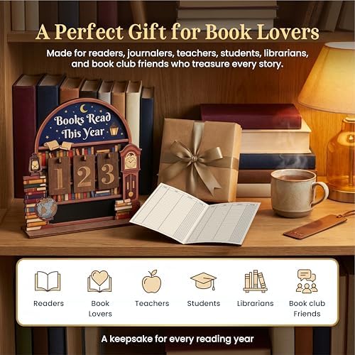 Woodamore Books Read This Year Counter, Book Tracker Gift for Book