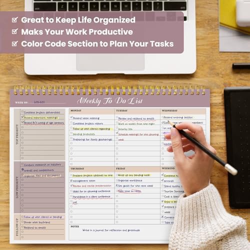 Weekly To Do List Notepad with 52 Undated Sheets(8.5"×11")- Undated