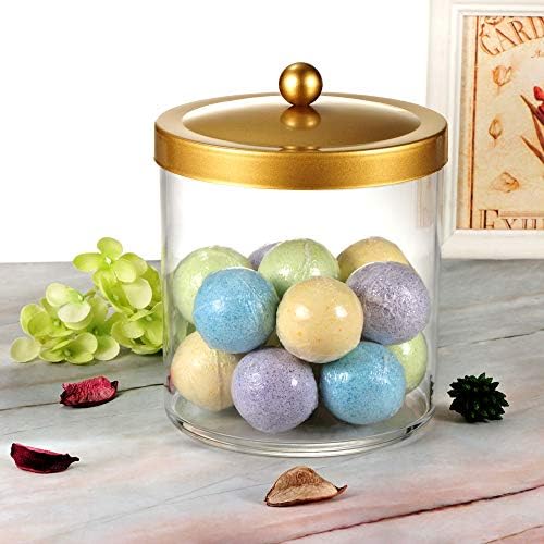 SheeChung 50 Oz Large Plastic Clear Apothecary Jar with Gold
