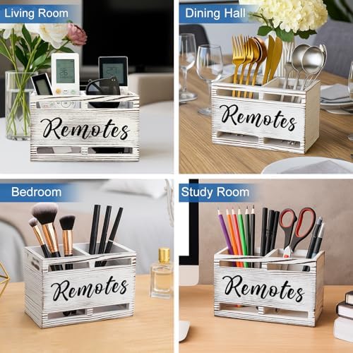 Wooden TV Remote Control Holder Wall Mount Remote Caddy Organizer for