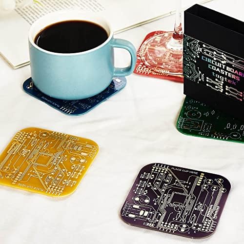 PCB-Design Red Circuit Board Coasters for Coffee Table, Bar, Office