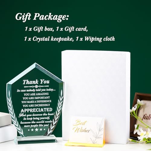 Movdyka Thank You Gift for Women Men, Engraved Crystal Appreciation