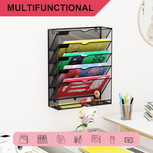Hanging Wall File Organizer 6 Tier Wall Mounted Mail Paper Folder