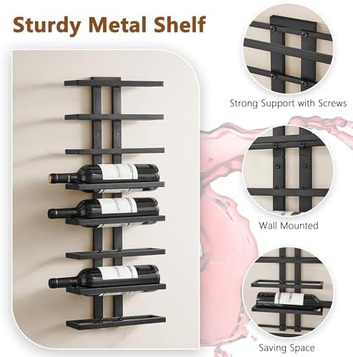 Hoctieon 8 Tier Wall Mount Wine Rack, Wall Racks for Wine Bottles