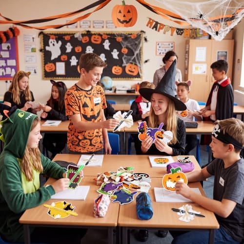 Pasimy 24 Sets Halloween Sticky Notes Pen Bulk Classroom Gifts Party