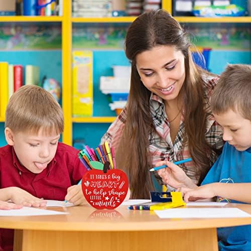 Fuutreo 2 Pack Apple Wood Pencil Holder Teacher Desk Gifts, Vivid