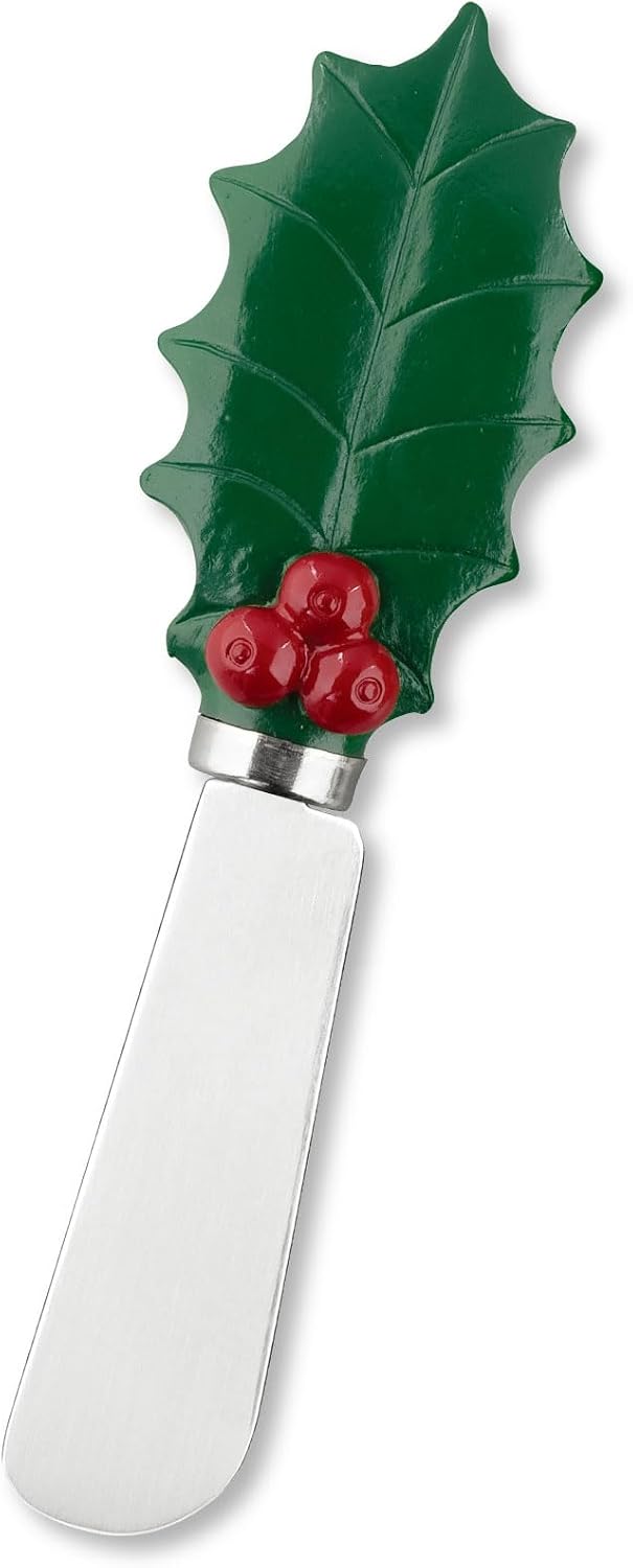Supreme Housewares Holly Days Cheese Spreaders, Hand-Painted Resin Handles with Stainless Steel Blades for Spreading Cream Cheese, Butter, Jam, or Sandwich, Set of 4