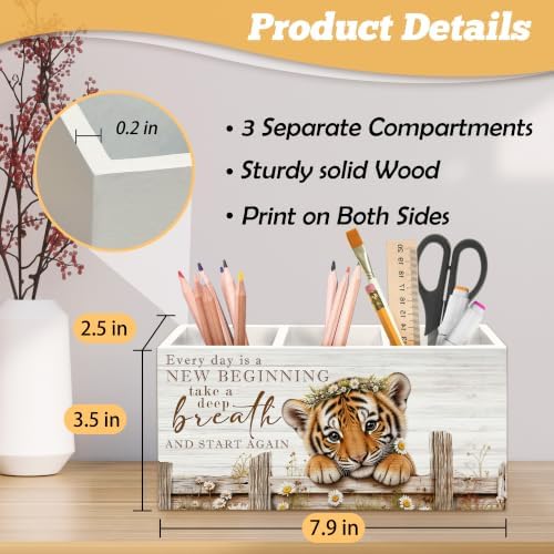 Motivational Tiger Pen Holder Organizer for Desk Accessories