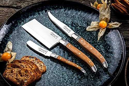 Laguiole Style De Vie Cheese Knives, Luxury Line, Olive Wood, Set of