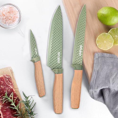 Kitchen Knife Set, Retrosohoo 6-Pieces Green Sharp Knife Set for