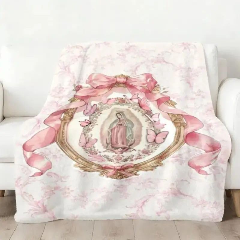 Virgin Mary Our Lady of Guadalupe Flannel Throw Blanket, Soft Plush