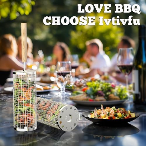 Rolling Grill Basket, Grilling Accessories, Outdoor Camping, Gifts for