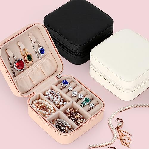 LETURE 3 Pieces Small Jewelry Box Organizer for Women Travel, Portable
