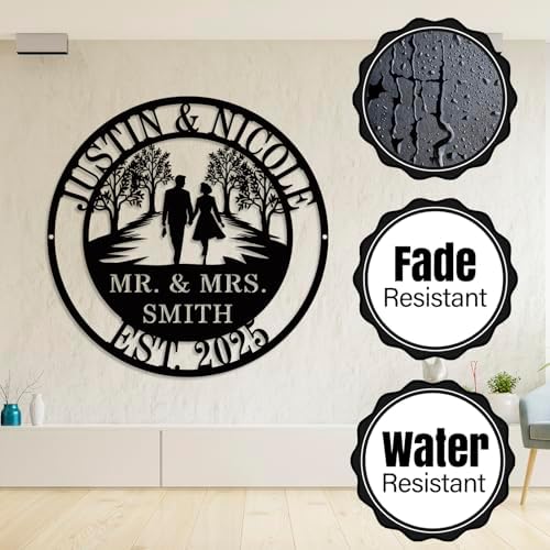 Personalized Couple Metal Sign, Custom Wedding or Anniversary Sign