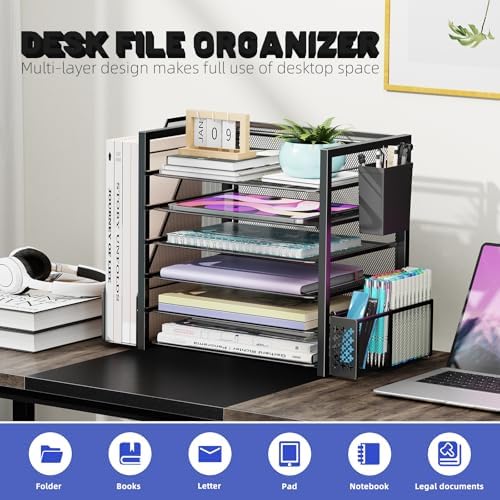 Simple Trending Desk File Organizer, 6-Tier Paper Organizer for Desk
