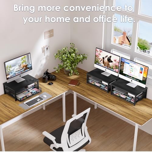 OPNICE Computer Monitor Stand Riser, Desk Organizer with Drawer