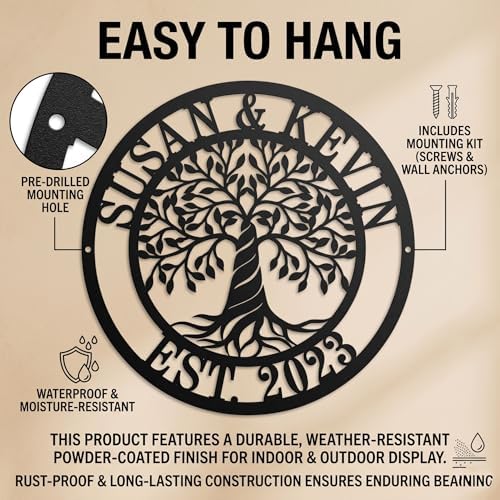 Personalized Tree of Life Metal Sign, Custom Tree of Life Wall Art