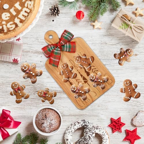 JarThenaAMCS 2 Pcs Merry Christmas Wood Cutting Board with Ribbon Xmas