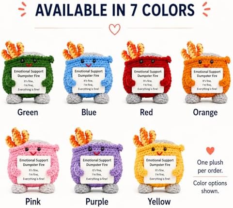 Emotional Support Dumpster Fire Crochet Plush, Funny Stress Relief