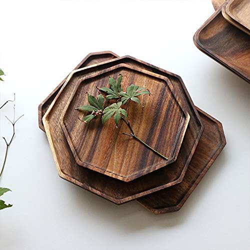 2 Acacia Wooden Trays Serving Platter Cheese Veggie Round Charcuterie