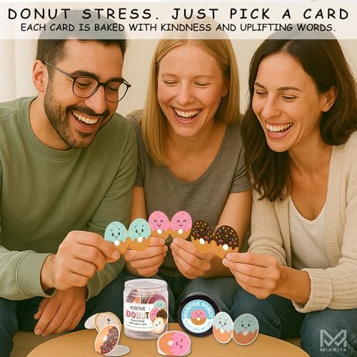 Positive Donut Jar, Funny Pun Gifts for Women, Teens, Coworkers, 60
