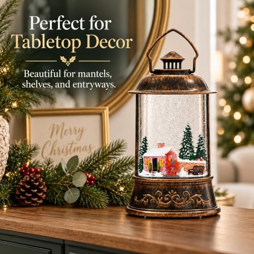 Christmas Snow Globe, Glittering Lighted with Music