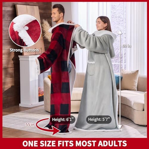 IFNOW Sherpa Wearable Blanket with Sleeves, Oversized Snuggle Robe