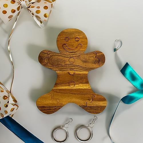 Wood Cutting Board for Kitchen Christmas Gingerbread Shaped Wooden