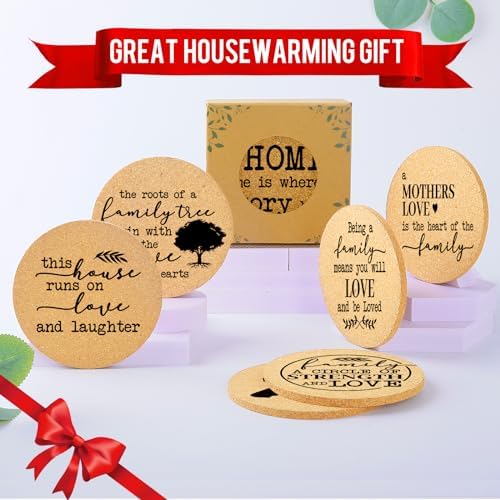 Coasters for Drinks with Holder Set of 6, Family Coasters Home&Love