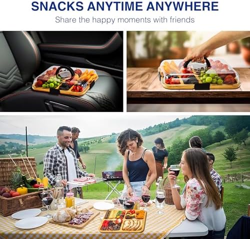 Portable Charcuterie Board with Clear Lid, Cheese & Snack Tray