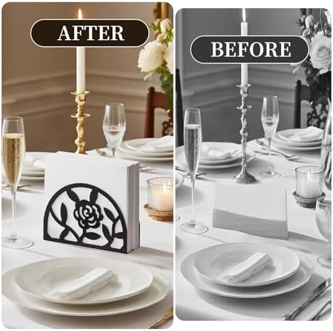 Epicano Napkin Holder for Table,Metal Rose Standing Napkin Holderfor