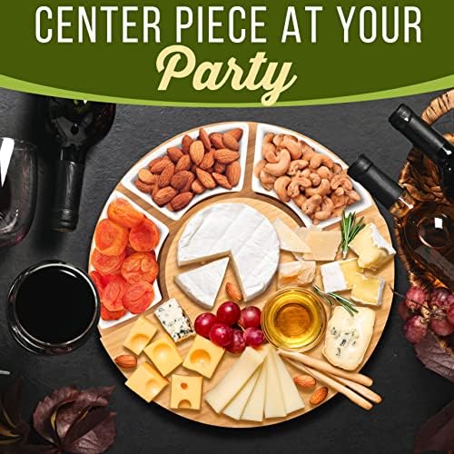 NutriChef Bamboo Natural Cheese Board Set with Bonus Condiment