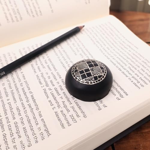 NATRIEL Bidri Art Black Paperweight with Geometric Pattern