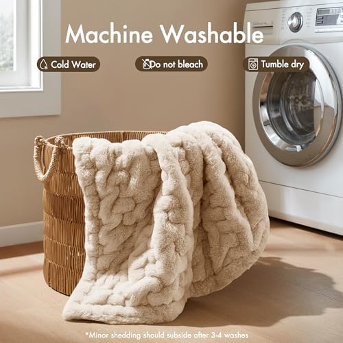 Madison Park Ruched Fur Throw Faux Fur Blanket for Sofa, 50" x 60"