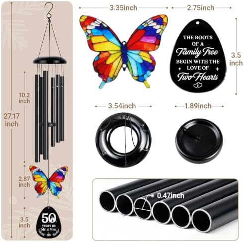 50th Anniversary Wind Chime Gifts, Happy 50th Wedding Jubilee Gifts
