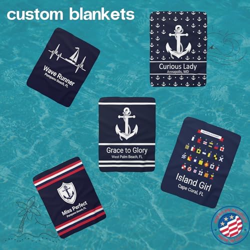 Custom Boat Owner Blanket Personalized Sherpa Fleece Nautical Boat