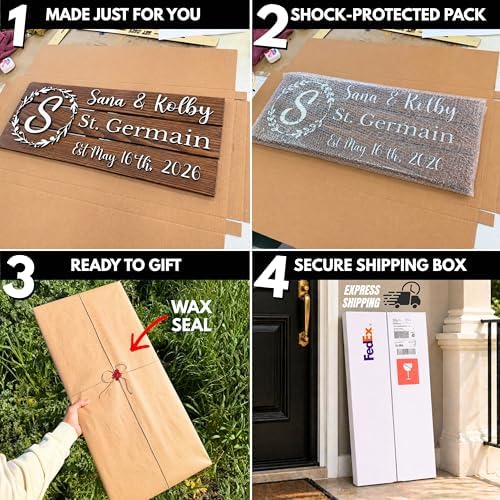 Personalized Wooden Monogram Family Sign with Couples Names, Custom