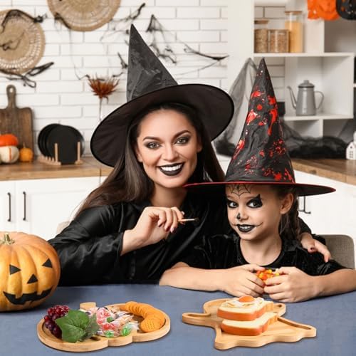 AWIZOM 2 Pcs Halloween Wood Serving Platters Ghost and Sectional