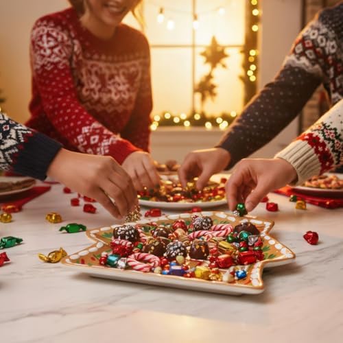 UP Gingerbread House Shaped Holiday Serving Platter, BPA-Free Melamine