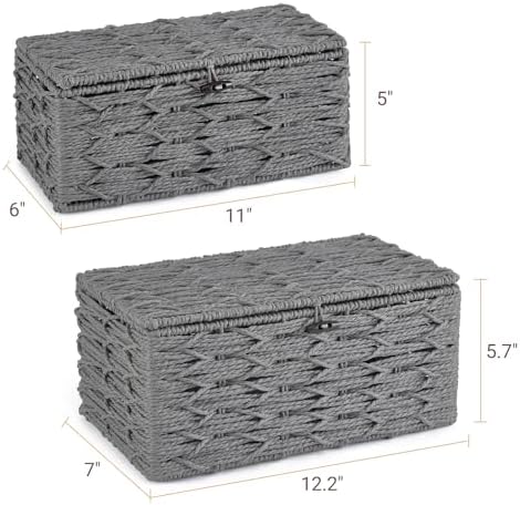 Mkono Storage Basket with Lid, Decorative Bins for Organize, Set of 2