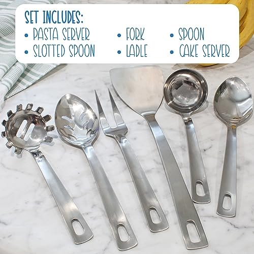 Darware Complete Serving Set (6-Piece, Silver); w/Pasta Server, Fork