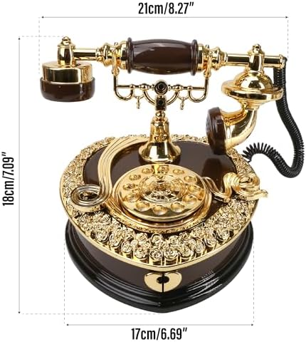 Big Telephone Trinkets 7x8'' Vintage Musical Jewelry Box with Drawer
