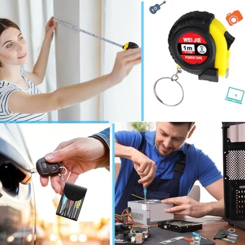 Jutom 32 Pcs Mini Tape Measure Screwdriver Keychain Set Bulk