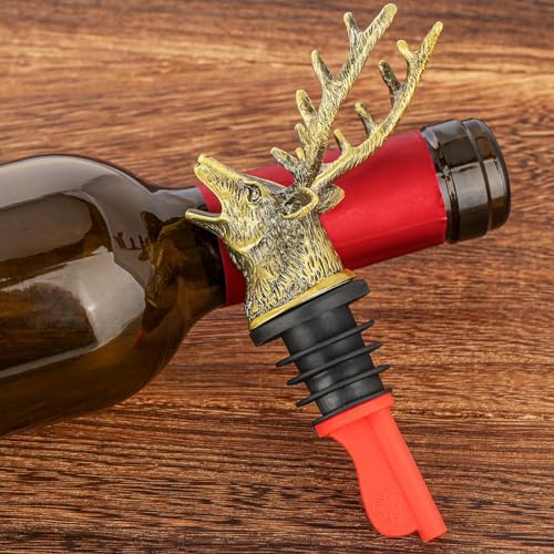 LKKCHER Deer Head Wine Bottle Pourer and Stopper Birthday Gifts