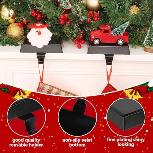 Hxezoc 3 Pack Black Christmas Stocking Holders, Metal Mantel Stocking