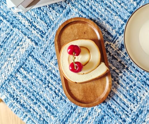 Small Wooden Tray (7.5 x 4.1 inch), Oval Mini Serving Tray