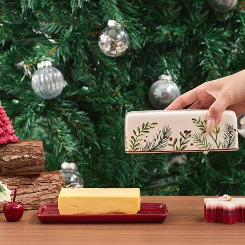 Bico Santa On The Way Ceramic Butter Dish with Lid, Wide Butter Keeper