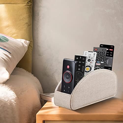 Leather TV Remote Control Holder with 5 Compartments Remote Caddy