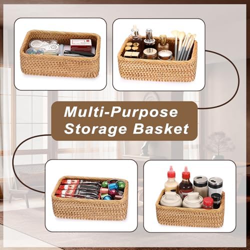 BTSKY Small Remote Basket for Coffee Table Entryway Living Room
