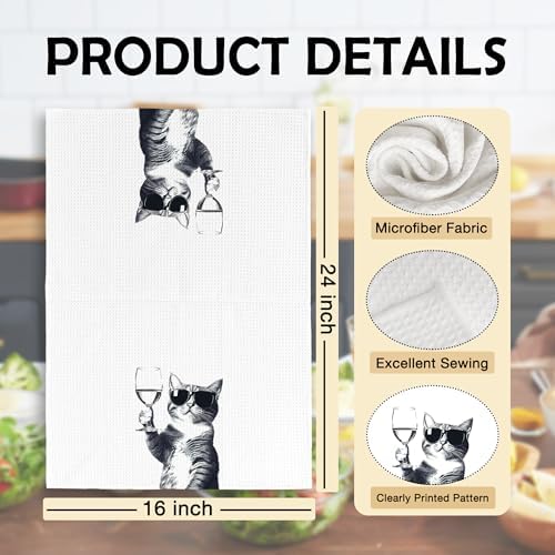 Funny Cat Wine Kitchen Towels, Gifts for Dog Wine Lovers, Bar
